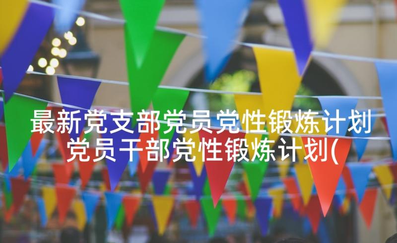 最新党支部党员党性锻炼计划 党员干部党性锻炼计划(通用5篇)