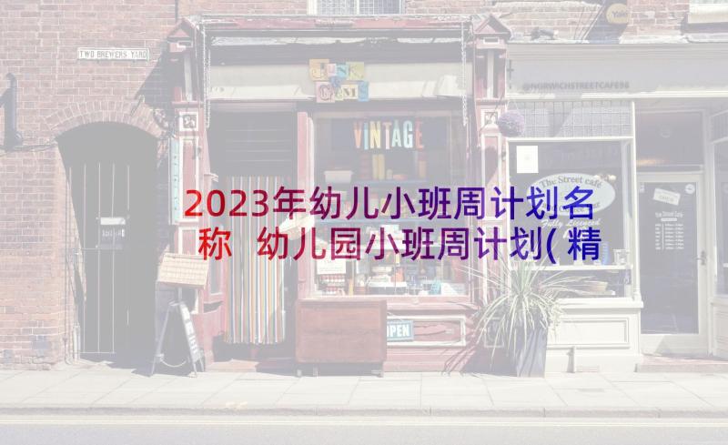 2023年幼儿小班周计划名称 幼儿园小班周计划(精选9篇)