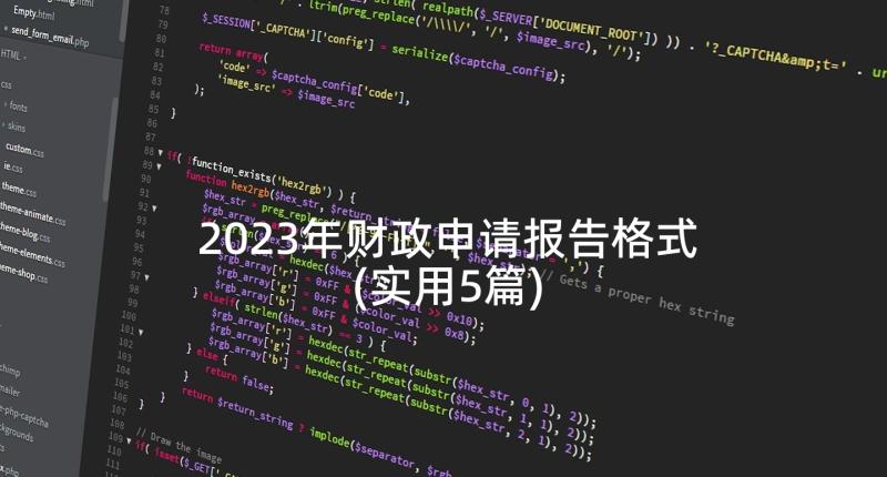 2023年财政申请报告格式(实用5篇)