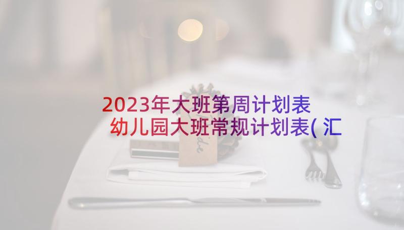 2023年大班第周计划表 幼儿园大班常规计划表(汇总7篇)