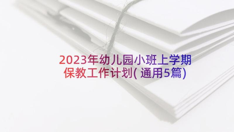 2023年幼儿园小班上学期保教工作计划(通用5篇)