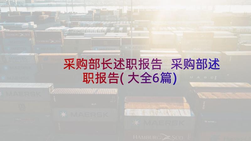 采购部长述职报告 采购部述职报告(大全6篇)