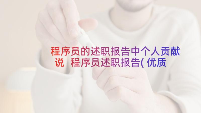 程序员的述职报告中个人贡献说 程序员述职报告(优质7篇)