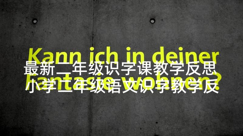 最新二年级识字课教学反思 小学二年级语文识字教学反思(通用5篇)