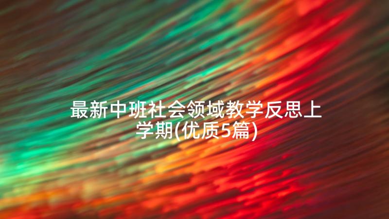 最新中班社会领域教学反思上学期(优质5篇)