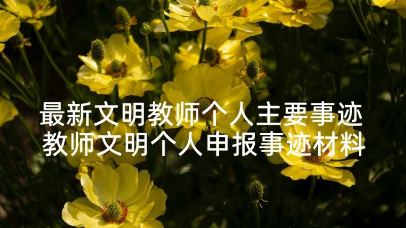 最新文明教师个人主要事迹 教师文明个人申报事迹材料(模板5篇)