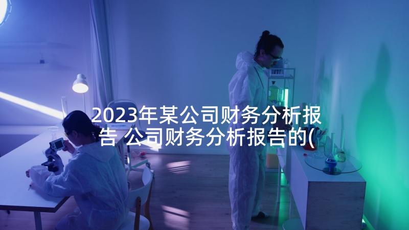 2023年某公司财务分析报告 公司财务分析报告的(精选6篇)