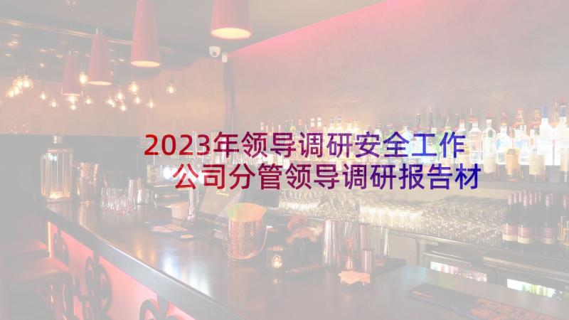 2023年领导调研安全工作 公司分管领导调研报告材料x(优秀5篇)