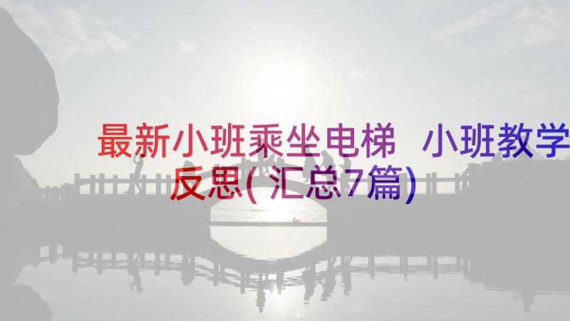 最新小班乘坐电梯 小班教学反思(汇总7篇)