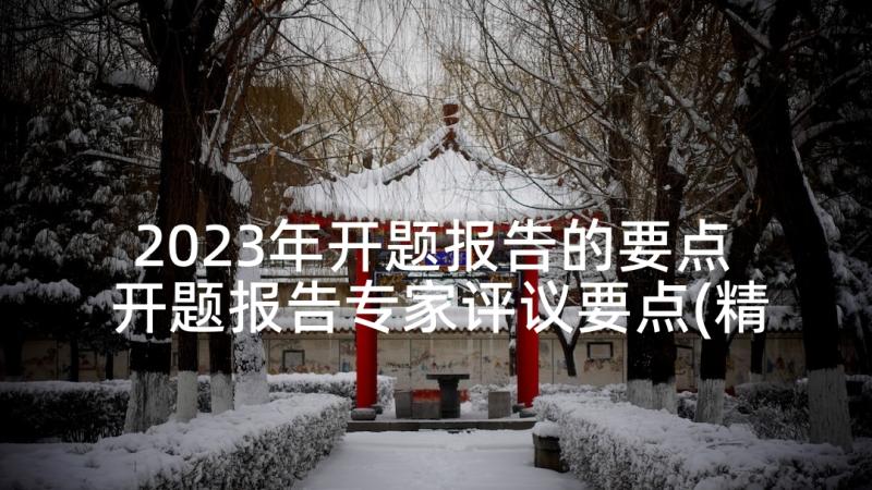 2023年开题报告的要点 开题报告专家评议要点(精选5篇)