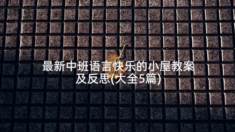 最新中班语言快乐的小屋教案及反思(大全5篇)