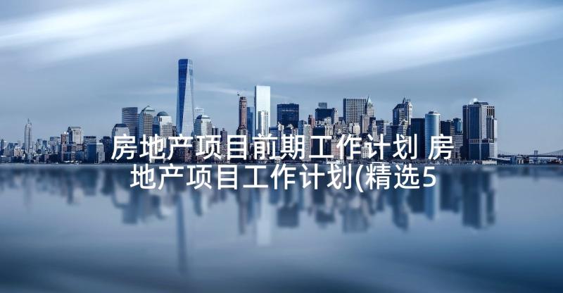 房地产项目前期工作计划 房地产项目工作计划(精选5篇)