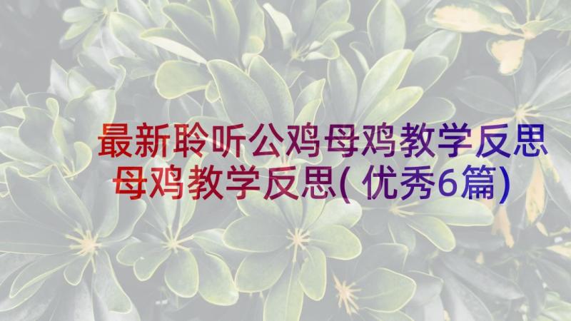 最新聆听公鸡母鸡教学反思 母鸡教学反思(优秀6篇)