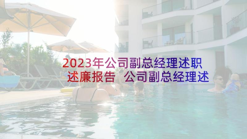 2023年公司副总经理述职述廉报告 公司副总经理述职报告(大全8篇)