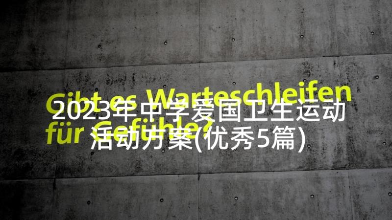 2023年中学爱国卫生运动活动方案(优秀5篇)