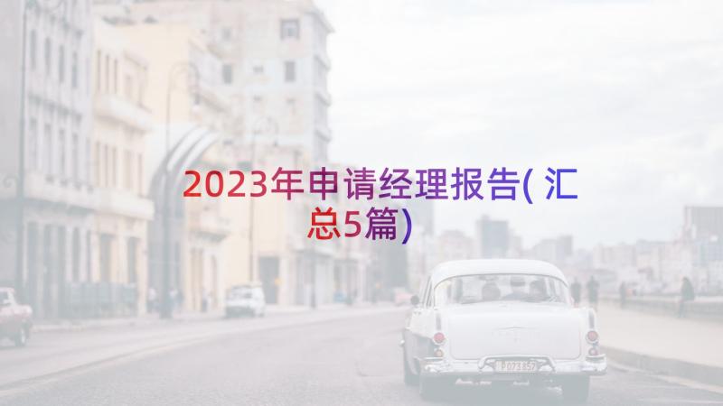 2023年申请经理报告(汇总5篇)