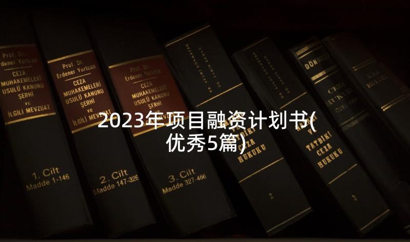 2023年项目融资计划书(优秀5篇)