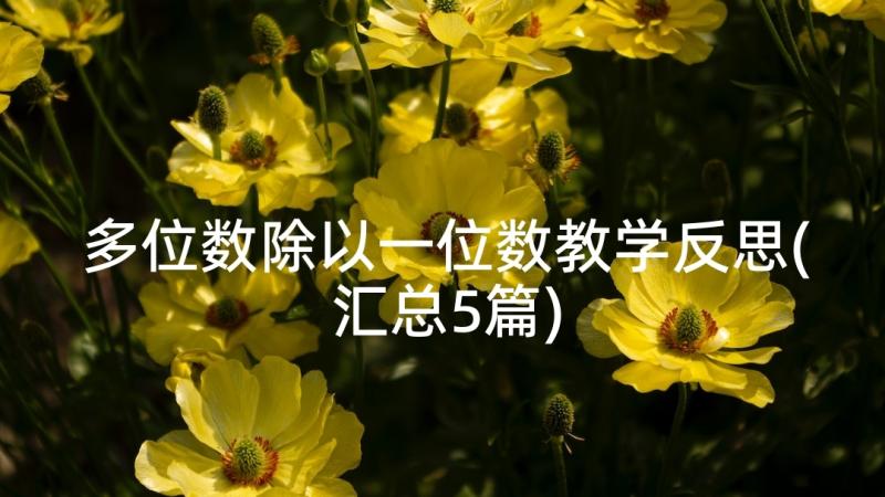 多位数除以一位数教学反思(汇总5篇)