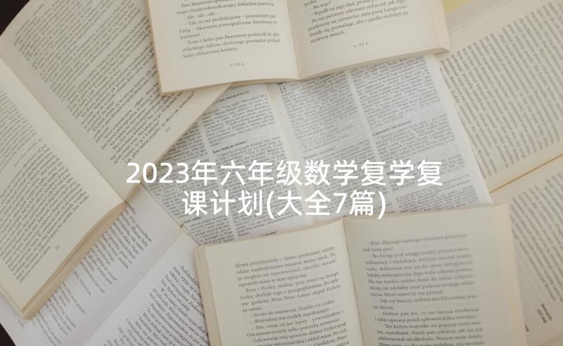 2023年六年级数学复学复课计划(大全7篇)