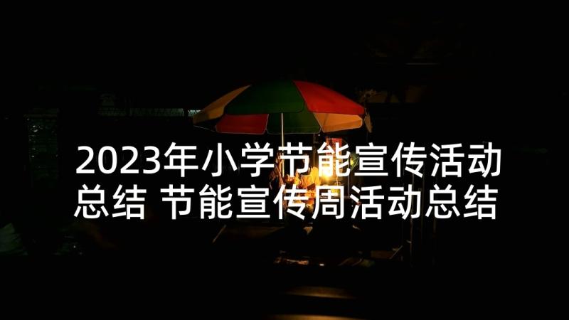 2023年小学节能宣传活动总结 节能宣传周活动总结(优秀5篇)