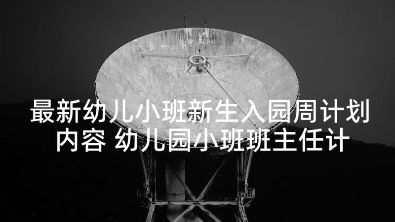 最新幼儿小班新生入园周计划内容 幼儿园小班班主任计划书(实用6篇)