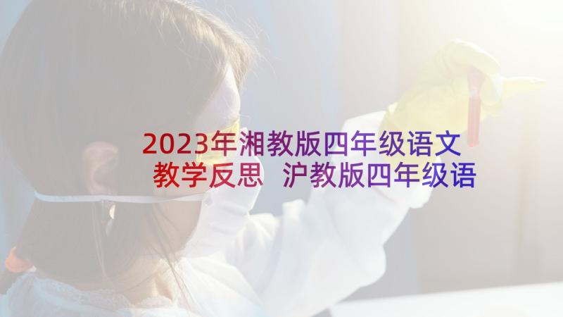 2023年湘教版四年级语文教学反思 沪教版四年级语文教学反思(通用10篇)