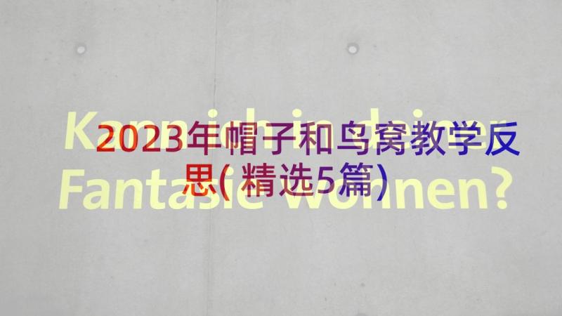 2023年帽子和鸟窝教学反思(精选5篇)