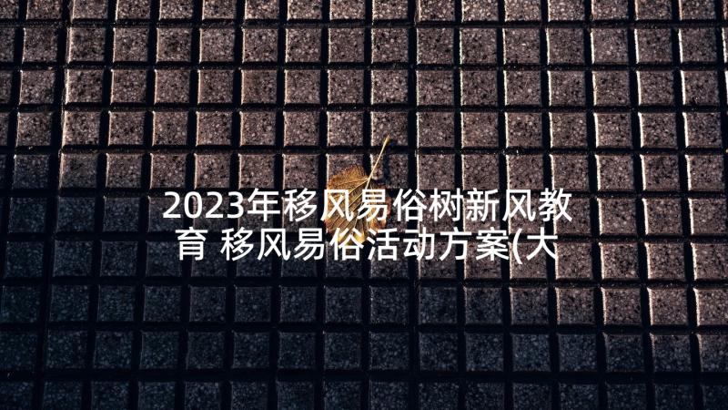 2023年移风易俗树新风教育 移风易俗活动方案(大全10篇)