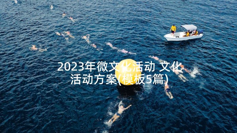 2023年微文化活动 文化活动方案(模板5篇)