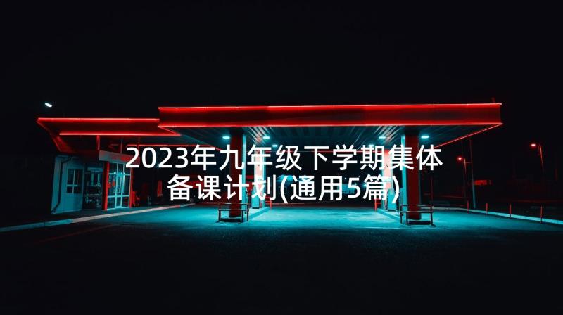 2023年九年级下学期集体备课计划(通用5篇)