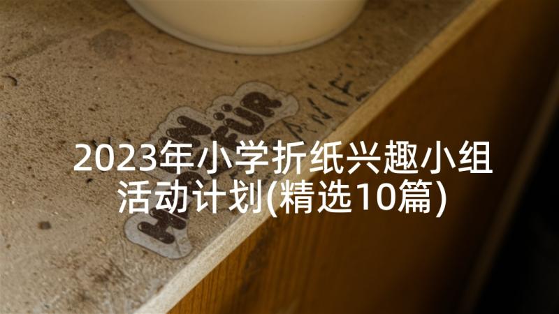 2023年小学折纸兴趣小组活动计划(精选10篇)