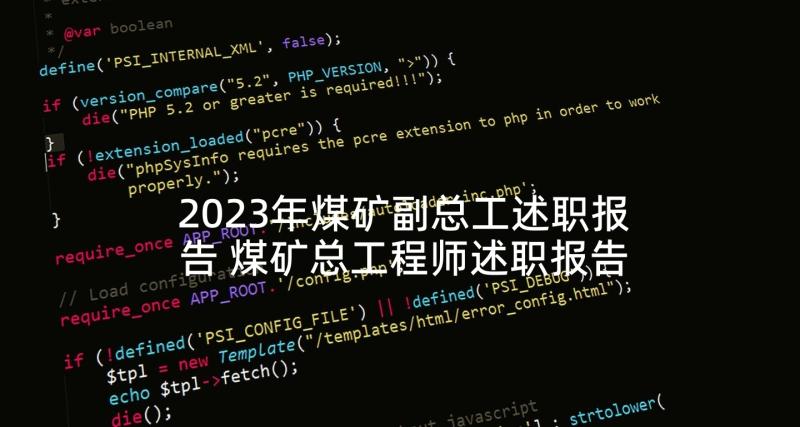 2023年煤矿副总工述职报告 煤矿总工程师述职报告(通用5篇)