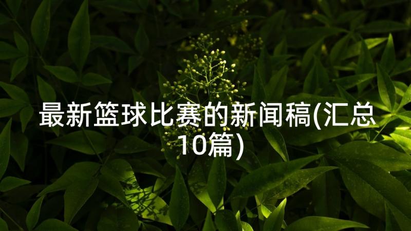 最新篮球比赛的新闻稿(汇总10篇)