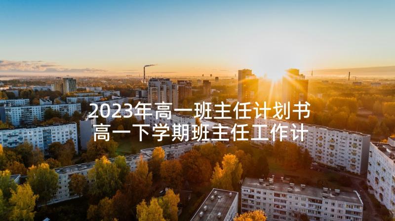 2023年高一班主任计划书 高一下学期班主任工作计划(优秀6篇)