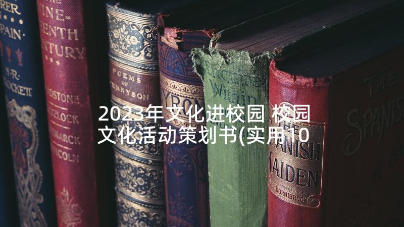 2023年文化进校园 校园文化活动策划书(实用10篇)