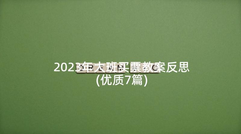 2023年大班买票教案反思(优质7篇)