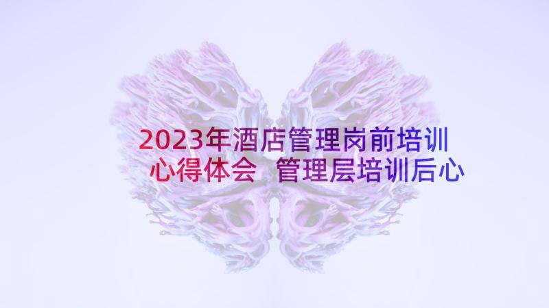 2023年酒店管理岗前培训心得体会 管理层培训后心得体会(精选10篇)