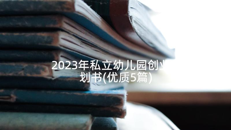 2023年私立幼儿园创业计划书(优质5篇)