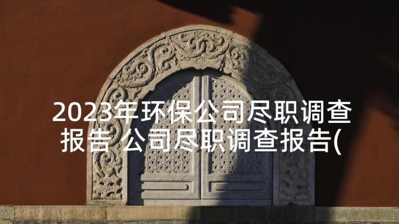 2023年环保公司尽职调查报告 公司尽职调查报告(实用5篇)