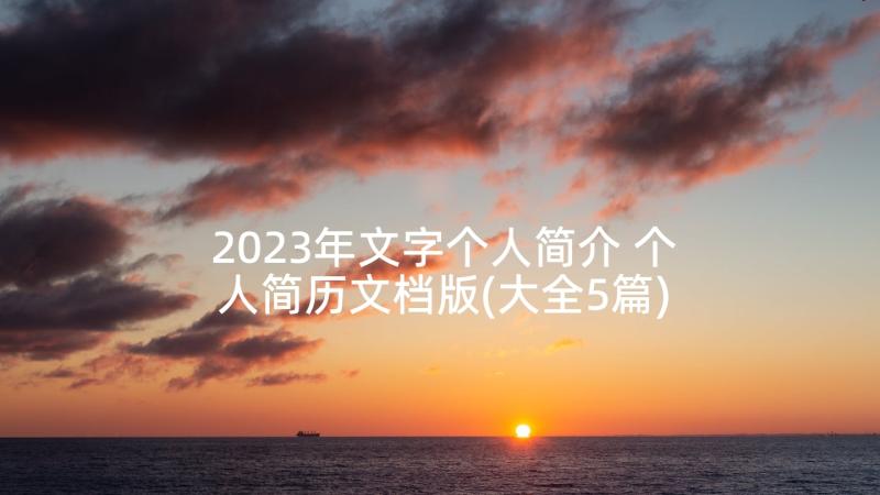 2023年文字个人简介 个人简历文档版(大全5篇)