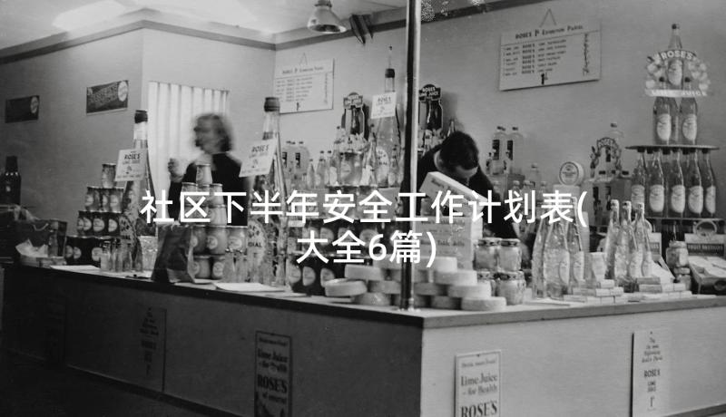 社区下半年安全工作计划表(大全6篇)