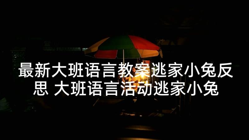 最新大班语言教案逃家小兔反思 大班语言活动逃家小兔教案(精选7篇)