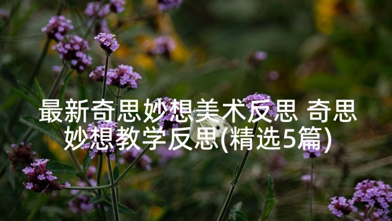 最新奇思妙想美术反思 奇思妙想教学反思(精选5篇)