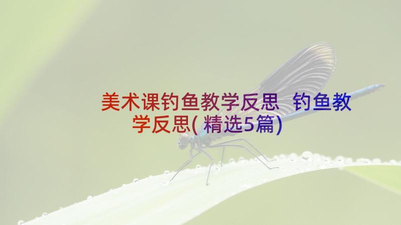 美术课钓鱼教学反思 钓鱼教学反思(精选5篇)