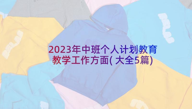 2023年中班个人计划教育教学工作方面(大全5篇)