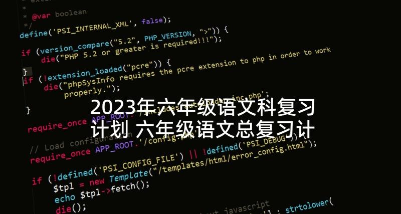 2023年六年级语文科复习计划 六年级语文总复习计划(精选5篇)