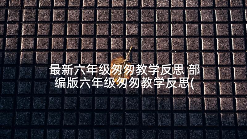 最新六年级匆匆教学反思 部编版六年级匆匆教学反思(大全5篇)