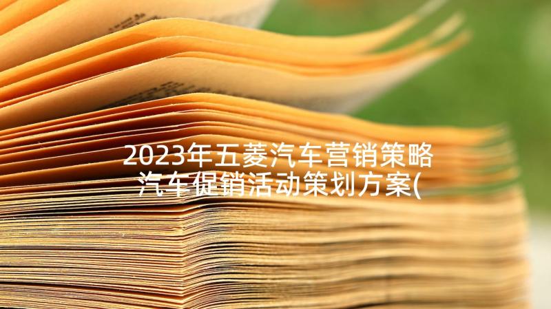 2023年五菱汽车营销策略 汽车促销活动策划方案(精选6篇)