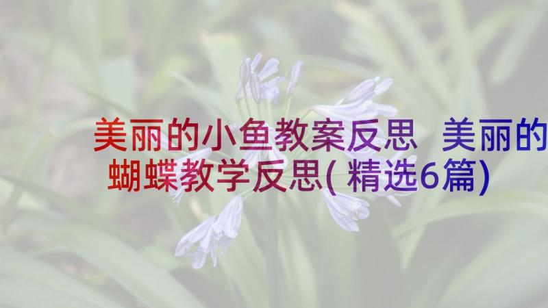 美丽的小鱼教案反思 美丽的蝴蝶教学反思(精选6篇)