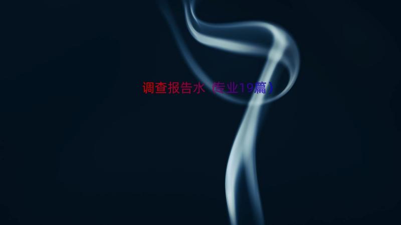 调查报告水（专业19篇）